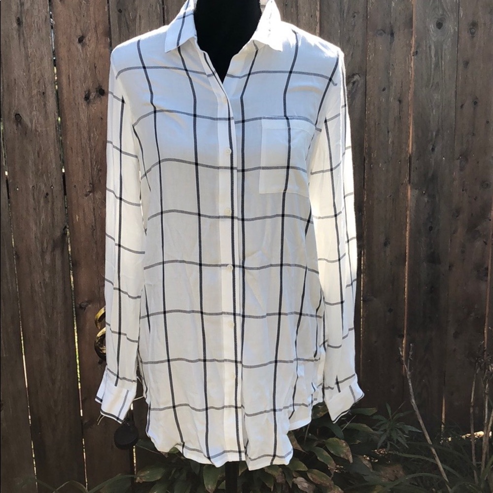 Banana Republic White Windowpane Button-Down Shirt